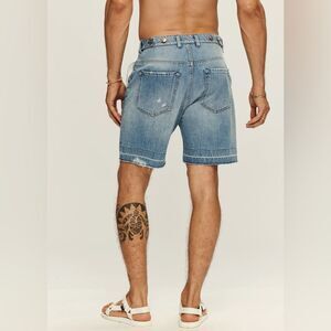 NWT SER.O.YA Jack Vintage Straight Men’s Blue Denim Distressed Jean Shorts Sz 36